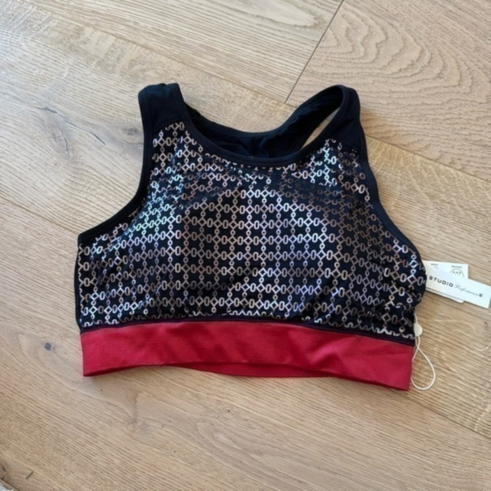 Max Studio Black Red Racerback Sports Bra Women’s M NWT Workout Gym